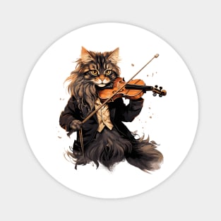 Maine Coon Cat Playing Violin Magnet